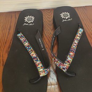 Rhinestone Yellow Box Flip   Flop